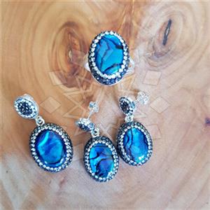 925 Sterling Silver Shimmering  Ring Earring Necklace Sets