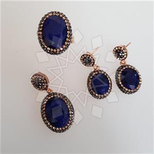 925 Sterling Silver Shimmering  Ring Earring Necklace Sets