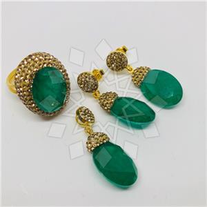 925 Sterling Silver Shimmering  Ring Earring Necklace Sets