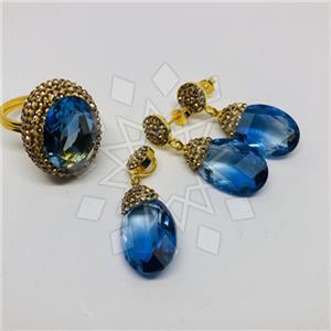 925 Sterling Silver Shimmering  Ring Earring Necklace Sets