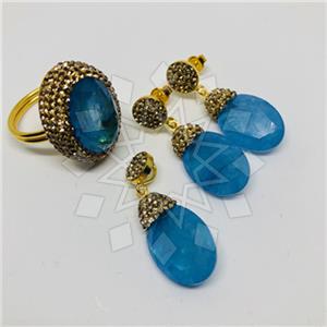 925 Sterling Silver Shimmering  Ring Earring Necklace Sets