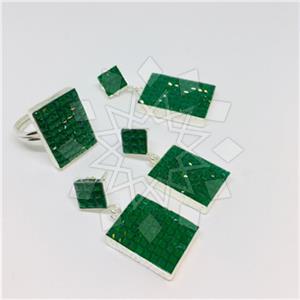 925 Sterling Silver Shimmering  Ring Earring Pendant Sets