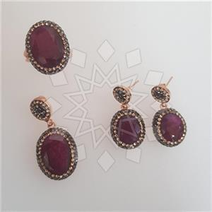 925 Sterling Silver Shimmering  Ring Earring Pendant Sets