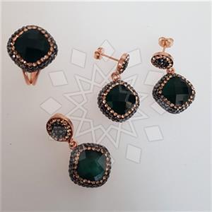 925 Sterling Silver Shimmering  Ring Earring Pendant Sets