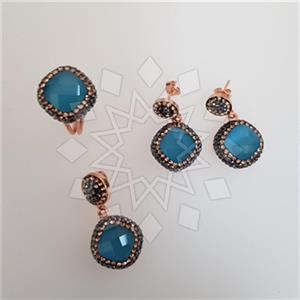 925 Sterling Silver Shimmering  Ring Earring Pendant Sets