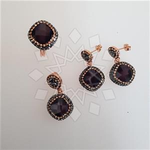 925 Sterling Silver Shimmering  Ring Earring Pendant Sets