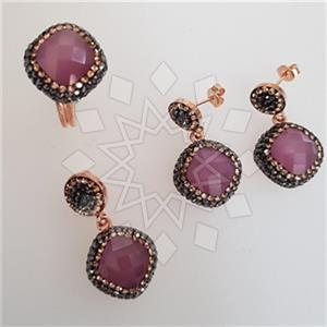 925 Sterling Silver Shimmering  Ring Earring Pendant Sets