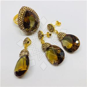 925 Sterling Silver Shimmering  Ring Earring Pendant Sets