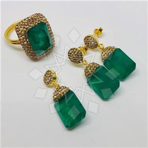 925 Sterling Silver Shimmering  Ring Earring Pendant Sets