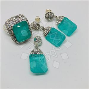 925 Sterling Silver Shimmering  Ring Earring Pendant Sets