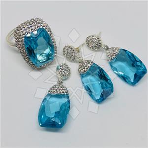 925 Sterling Silver Shimmering  Ring Earring Pendant Sets