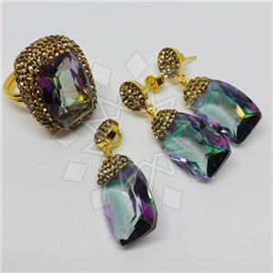 925 Sterling Silver Shimmering  Ring Earring Pendant Sets