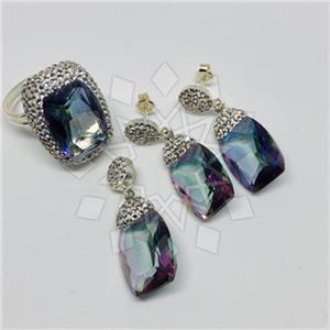 925 Sterling Silver Shimmering  Ring Earring Pendant Sets