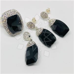 925 Sterling Silver Shimmering  Ring Earring Pendant Sets