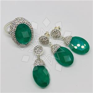 925 Sterling Silver Shimmering  Ring Earring Pendant Sets