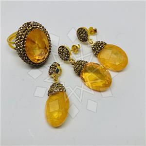 925 Sterling Silver Shimmering  Ring Earring Pendant Sets