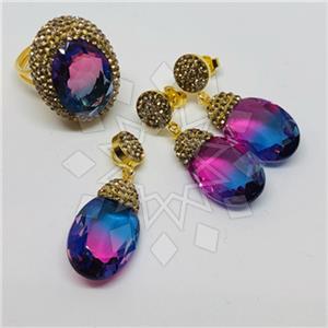 925 Sterling Silver Shimmering  Ring Earring Pendant Sets