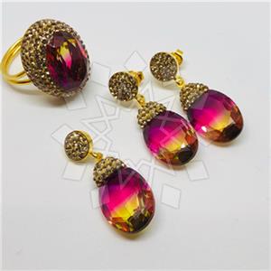 925 Sterling Silver Shimmering  Ring Earring Pendant Sets