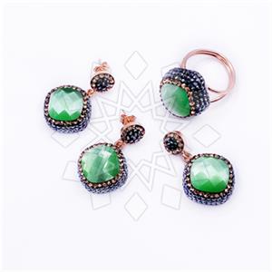 925 Sterling Silver Shimmering  Ring Earring Pendant Sets