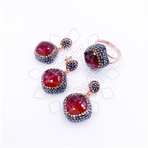925 Sterling Silver Shimmering  Ring Earring Pendant Sets