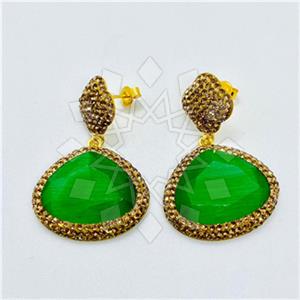 925 Sterling Silver Shimmering  Single Drop Earrings