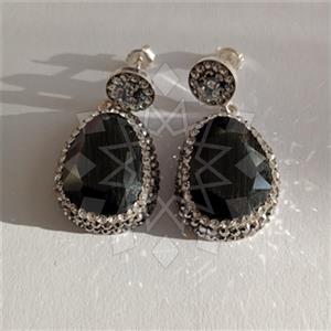 925 Sterling Silver Shimmering  Single Drop Earrings