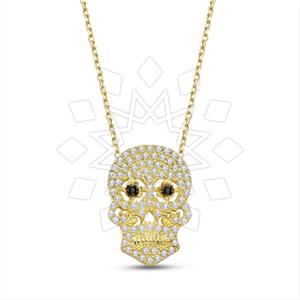 925 Sterling Silver Skull Pendant Necklace