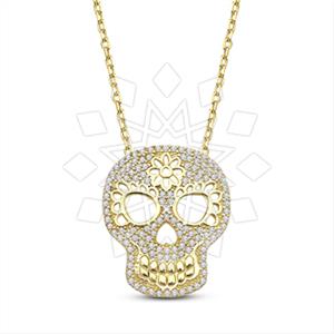 925 Sterling Silver Skull Pendant Necklace