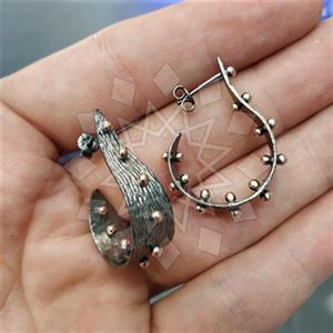 925 Sterling Silver Handmade Artisan Silver  Statement Earring