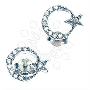 925 Sterling Silver Moon and Stars Stud Earrings