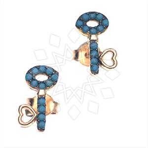 925 Sterling Silver Keys Stud Earrings
