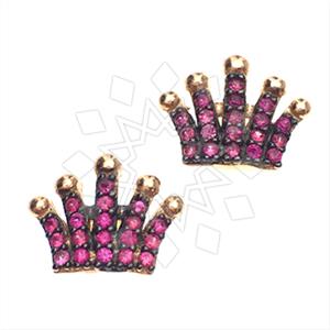 925 Sterling Silver Princess and Crown Stud Earrings