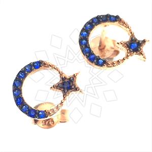 925 Sterling Silver Moon and Stars Stud Earrings