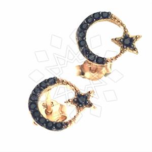 925 Sterling Silver Moon and Stars Stud Earrings