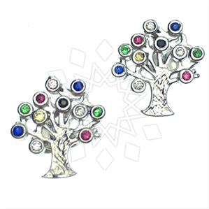 925 Sterling Silver Tree and Leaf Stud Earrings