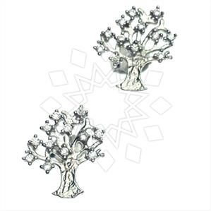 925 Sterling Silver Tree and Leaf Stud Earrings