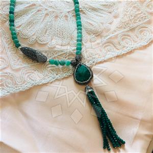925 Sterling Silver Tassel  Beaded Necklace