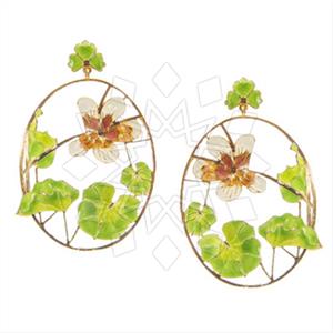 925 Sterling Silver Tree and Leaf Flower Dangle Earrings