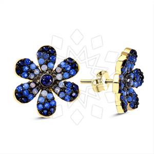 925 Sterling Silver Tree and Leaf Flower Stud Earrings