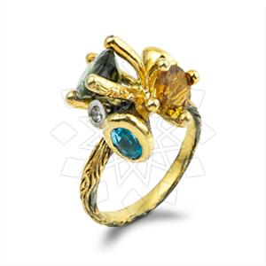 925 Sterling Silver Tree and Leaf Multi Gemstone Rings