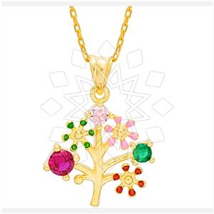 925 Sterling Silver Tree and Leaf Pendant Necklace