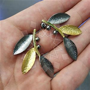 925 Sterling Silver Tree and Leaf Statement Earring