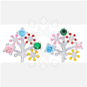 925 Sterling Silver Tree and Leaf Statement Earring