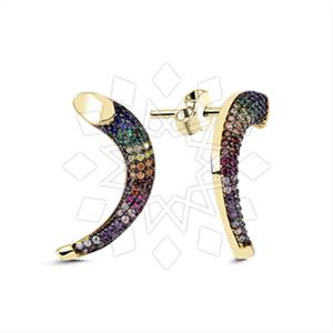 925 Sterling Silver Tusk and Horn Stud Earrings