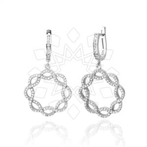 925 Sterling Silver Zirconia  Unique Earrings