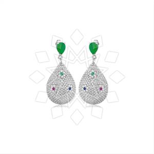925 Sterling Silver Zirconia  Unique Earrings