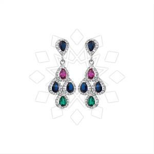 925 Sterling Silver Zirconia  Unique Earrings