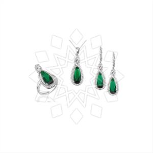 925 Sterling Silver Zirconia Ring Earring Necklace Sets