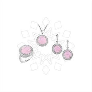 925 Sterling Silver Zirconia Ring Earring Necklace Sets