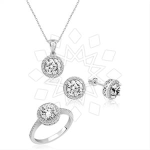 925 Sterling Silver Zirconia Ring Earring Necklace Sets